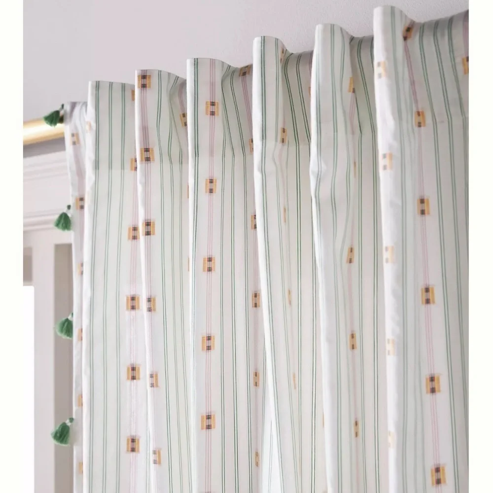 Anthropologie Nera Woven Tasseled Curtain one panel